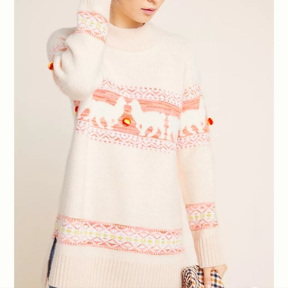 NWT Anthropologie Aimee Pommed Alpaca Sweater
